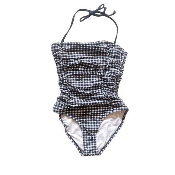 J. Crew Other - J. Crew Ruched Classic Gingham One-Piece Swimsuit Size 6 NWT